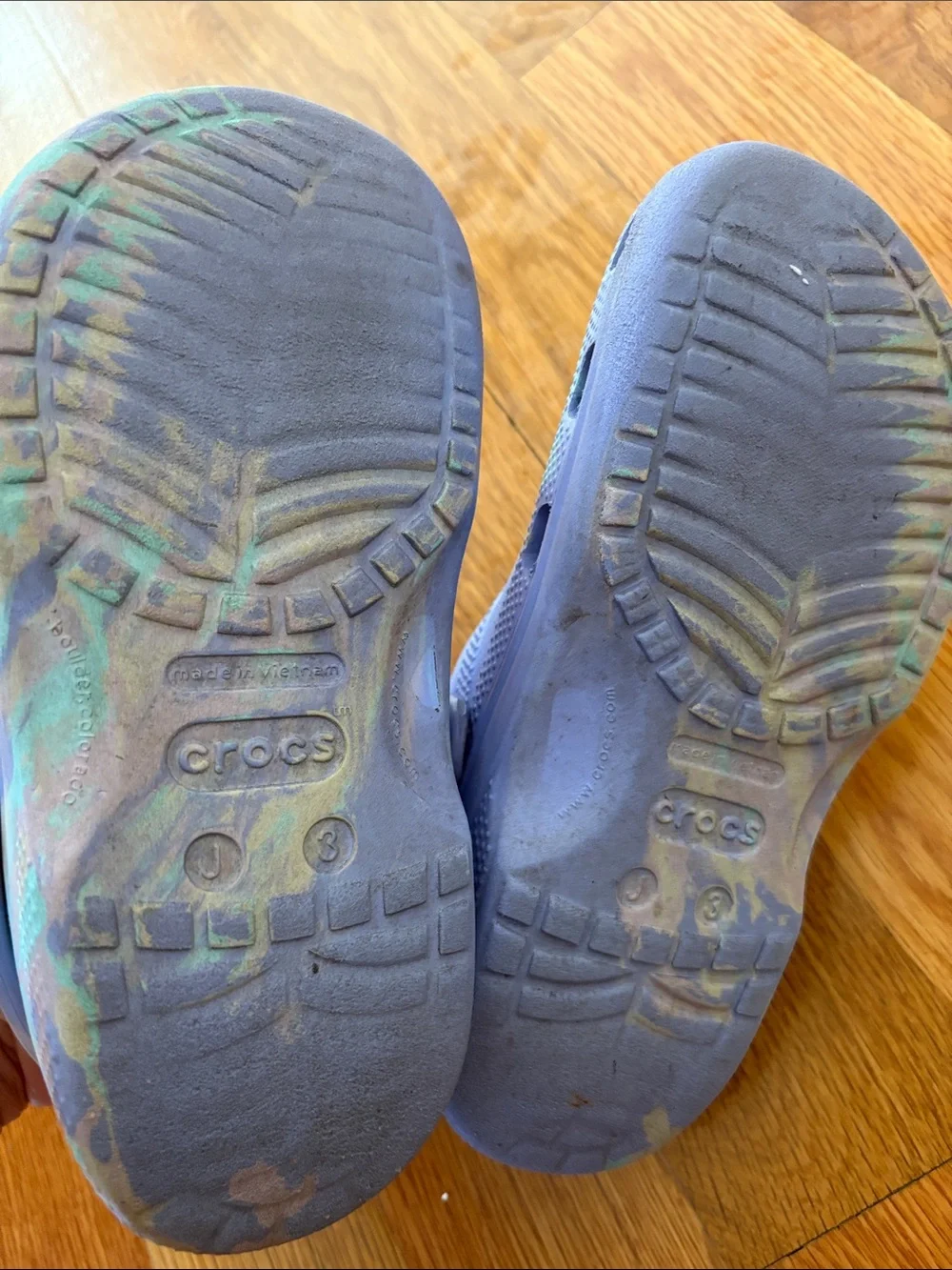 CROCS moon jelly marble Kids Lavender & Teal Tie-Dye Clog size j3 j 3 youth shoe